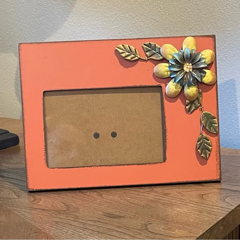 Elegant Orange Floral Picture 4 X 6” Frame